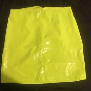 neon green/yellow latex skirt